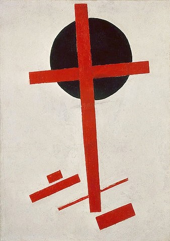 Kasimir Malewitsch, Rotes Kreuz auf schwarzem Kreis. Nach 1914 (20. Jahrhundert,Amsterdam,Stedelijk Museum,1878-1935,Malewitsch,Kasimir,Suprematismus,Malewitsch, Kasimir 1878-1935,rot,schwarz,Kreuz,abstrakt)
