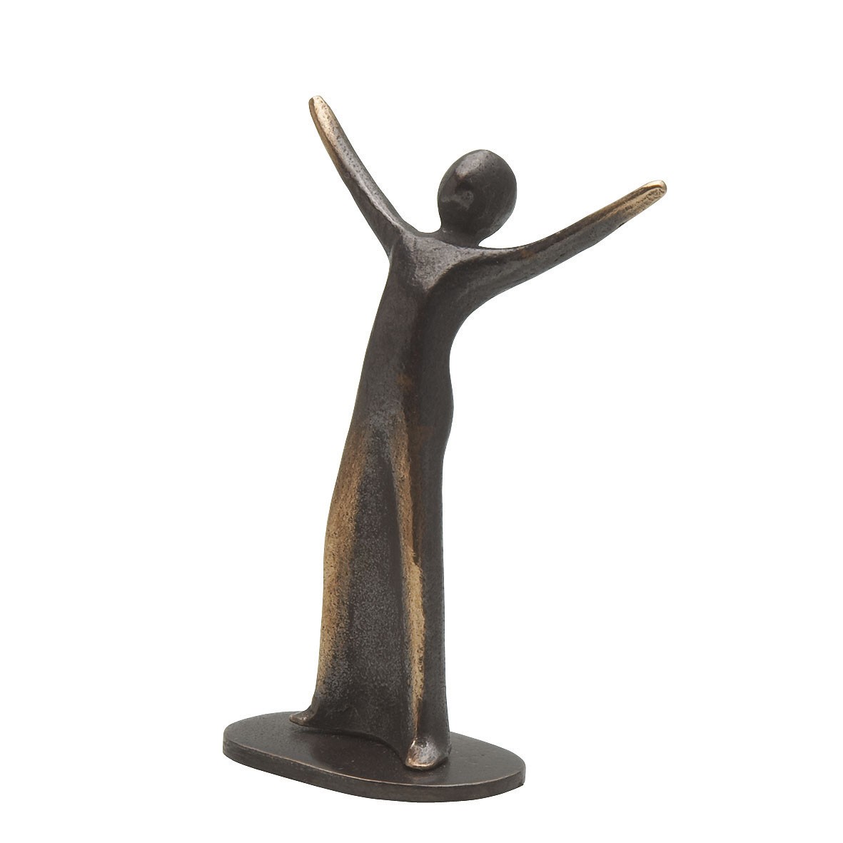 Kerstin Stark, Freude, 7,5cm (Mensch, Jubel, Freude, Gestik, Eleganza, Skulptur, Plastik, Bronze, Figur, Wohnzimmer, Schlafzimmer, bronzefarben)