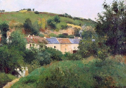 Camille Pissarro, Der Pfad zum Dorf. 1875. (19. Jahrhundert,Sammlung Rudolf Staechlin,1830-1903,Pissarro,Camille,Dorf,Pissarro, Camille 1830-1903, französischer impressionismus,Hügel,ländlich,auf dem Land)