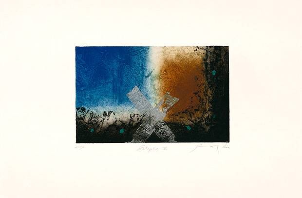 Cox James Eclipse III (Radierung, handsigniert) (Abstrakt, Grafik, Farbwolken, Radierung, Original, signiert, Wohnzimmer, Büro,)