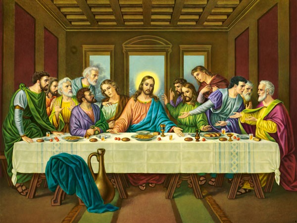 Anonym, HL. ABENDMAHL (Malerei,Abendmahl, Christus, Jünger, Adaption, religiös, Christlich, spirituell, Wohnzimmer, Schlafzimmer, Wunschgröße, bunt)