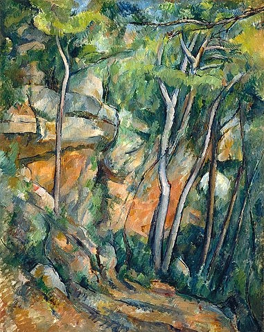 Paul Cézanne, Im Park des Chateau Noir. (19. Jahrhundert,Paris,Musée de l'Orangerie,1839-1906,Cézanne,Paul,Cézanne, Paul Cezanne,Post-Impressionismus,Bäume,Landschaft,Wald,Chateau Noir)