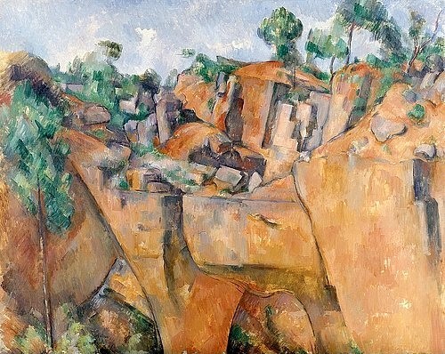 Paul Cézanne, Steinbruch bei Bibémus. Um 1895 (Essen,Museum Folkwang,Cézanne,Paul,1839-1906,Öl auf Leinwand,19. Jahrhundert,Geologie,Steinbruch,Cézanne, Paul Cezanne,Post-Impressionismus,Kubismus,braun,Bibemus)