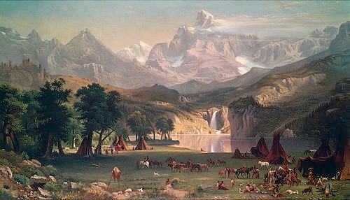 Albert Bierstadt, Indianerlager in den Rocky Mountains. (Buffalo Bill Historical Center,Bierstadt,Albert,1830-1902,Indianer,USA,Amerika)
