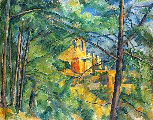 Paul Cézanne, Château Noir. 1900/04 (Washington,National Gallery,Cézanne,Paul,1839-1906,Öl auf Leinwand,19. Jahrhundert,20. Jahrhundert,Post-Impressionismus,Cézanne,Paul Cézanne,Chateau Noir,Gebäude,hinter Bäumen,Wald,Bäume)