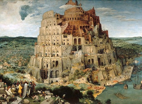 Pieter BRUEGHEL DER ÄLTERE, Der Turmbau von Babel. 1563 (Landschaft, Turmbau, Baustelle, Architektur, Altes Testament, Bibel, Religiös, Allegorie, Renaissance, Klassiker, Malerei, Wunschgröße, Wohnzimmer, bunt)