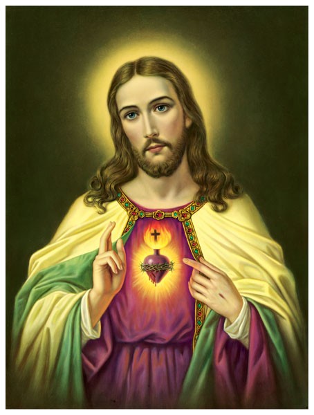 Anonym, HL. HERZ JESU (Malerei, Jesus, Christus, Herzjesu,  Heiligen Schein, Nostalgie, religiös, Christlich, spirituell, Wohnzimmer, Schlafzimmer, Wunschgröße, bunt)