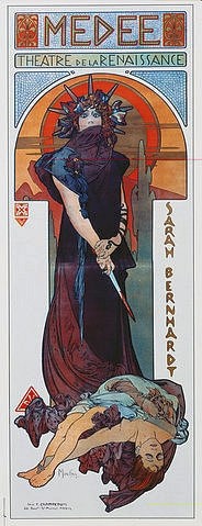 Alfons Maria Mucha, Médée, Plakat für Sarah Bernhardt und das Théatre de la Renaissance. (Mucha,Alfons,1860-1939,Plakate,Theater,Literatur,Bernhardt,Mucha, Alfons 1860-1939,Medea,Medee)