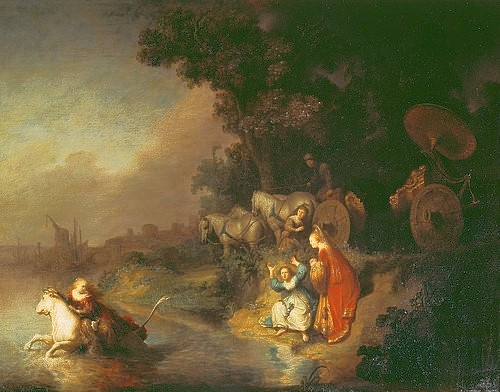 Rembrandt van Rijn, Der Raub der Europa. 1632 (Barock,17. Jahrhundert,Öl auf Holz,Los Angeles,J. Paul Getty Museum,1606-1669,Rembrandt van Rijn,Mythologie,Europa,Zeus,Rembrandt van Rijn 1606-1669)