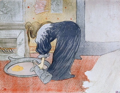 Henri de Toulouse-Lautrec, Frau an der Wasch-Schüssel. (Toulouse-Lautrec,Henri de,Basel,Kupferstichkabinett,1864-1901,)