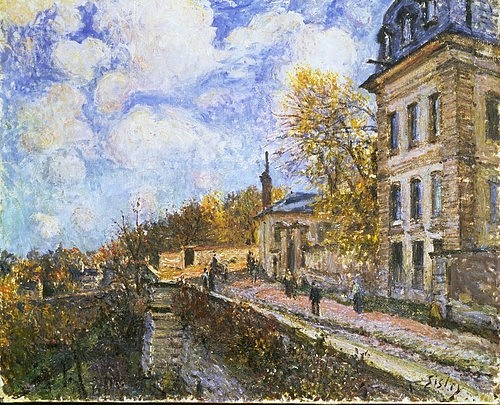 Alfred Sisley, Die Manufaktur in Sèvres. 1879 (Sisley,Alfred,Christie's Images Ltd,1839-1899,Öl auf Leinwand,19. Jahrhundert,Impressionismus,Sisley, Alfred Sisley, 1839-1899,Haus,Fabrik,Manufaktur,Frankreich,Flussufer,Wolken,Himmel,Sevres)