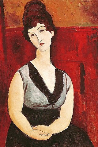 Amadeo Modigliani, Das Schokoladenmädchen. 1916 (Modigliani,Amadeo,1884-1920,Privatbesitz,Foto:  ? ARTOTHEK,Frau,Modigliani, Amadeo 1884-1920,Los Angeles County Museum,geneigter Kopf,stilisiert,Arme)