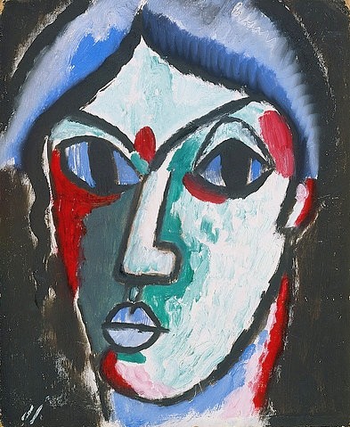 Alexej von Jawlensky, Portrait eines Mannes. Um 1913. (Jawlensky,Alexej von,1864-1941,Zürich,Galerie Koller,Öl/Karton,Männer, Junge,Männer,Augen,Jawlensky, Alexej von 1864-1941)