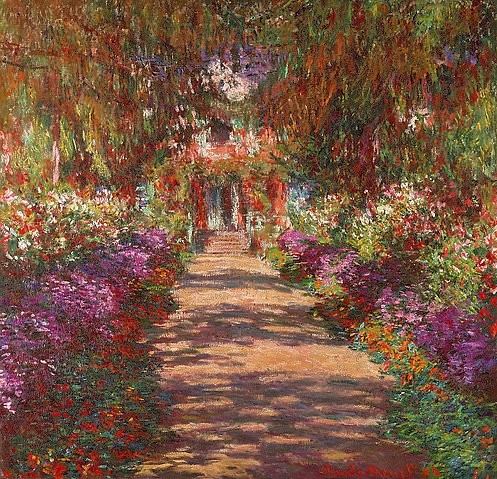 Claude Monet, Weg in Monets Garten in Giverny. 1902 (Monet,Claude,1840-1926,Wien,Kunsthistorisches Museum,Neue Galerie,Garten,Monet,impressionismus,20. Jahrhundert,frankreich,Allee,Schatten,Weg, französischer,Impressionismus,französisch)