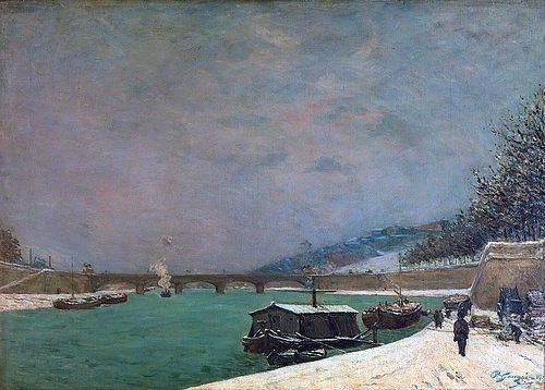 Paul Gauguin, Winter an der Seine in Paris mit Pont d'Iéna. 1875. (Gauguin,Paul,Paris,Musée d'Orsay,1848-1903,)