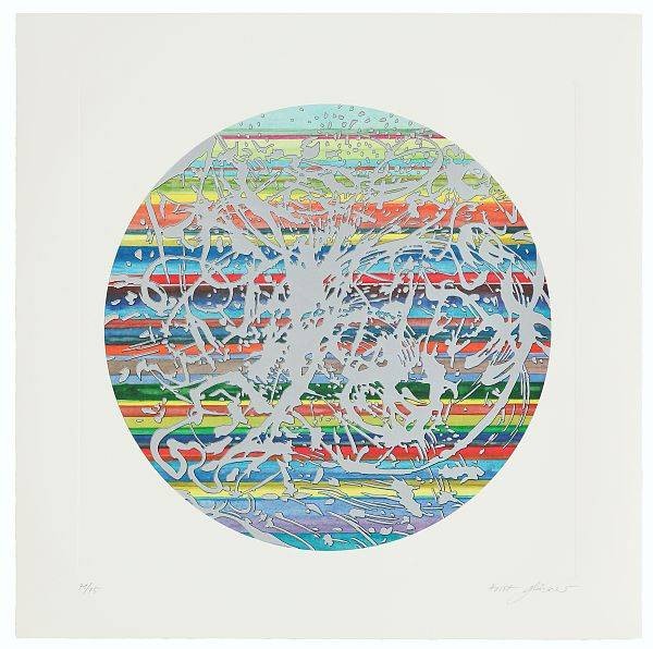 Gläsker Horst Der Grande Splash (Mischtechnik, handsigniert) (Abstrakt, Abstrakte Malerei, Kreis, Muster, verworren, Streifen, modern, Original, signiert, Wohnzimmer, Büro, bunt)