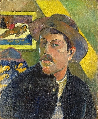 Paul Gauguin, Selbstbildnis. Um 1893/94 (19. Jahrhundert,Portrait,Selbstportrait,Öl auf Leinwand,Paris,Musée d'Orsay,1848-1903,Gauguin,Paul,Selbstbildnis,Gauguin,Gauguin, Paul 1848-1903,Hut,Maler,Gemälde,Kopf)
