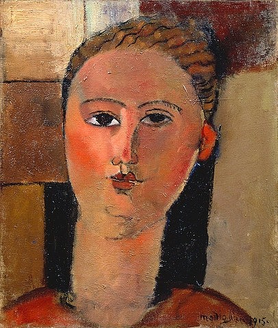 Amadeo Modigliani, Das rote Gesicht. 1915. (Modigliani,Amadeo,1884-1920,Paris,Musée de l'Orangerie,Modigliani,Amadeo Modigliani)