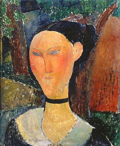 Amadeo Modigliani, Junge Frau mit Velour-Halsband. (Modigliani,Amadeo,1884-1920,Paris,Musée de l'Orangerie,frau,porträt)