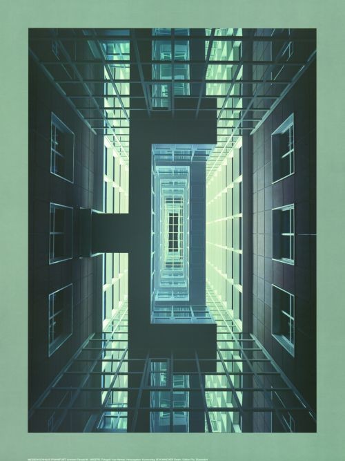 O M Ungers, Messehochhaus Frankfurt (1999) (Gebäude, modern, Architektur, Perspektive, futuristisch, Wohnzimmer, Büro, Business, Fotokunst, bunt)