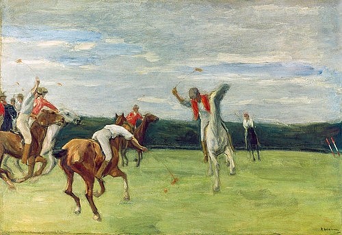 Max Liebermann, Polospieler im Jenisch-Park. 1902/1903. (Privatbesitz,Liebermann,Max,1847-1935,Spiel,Pferd,Polo,Polospieler,Park,Sport,Liebermann)