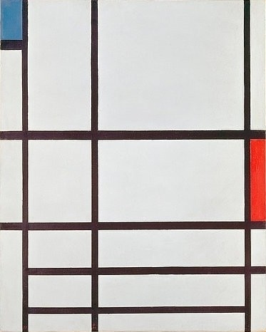 Piet Mondrian, Komposition II., 1937 (Malerei, Klassische Moderne, Konstruktivismus,  Neoplastizismus, geometrische Felder, Rechtecke, Raster, Wohnzimmer, Büro, Schlafzimmer, Arztpraxis, Wunschgröße, bunt)