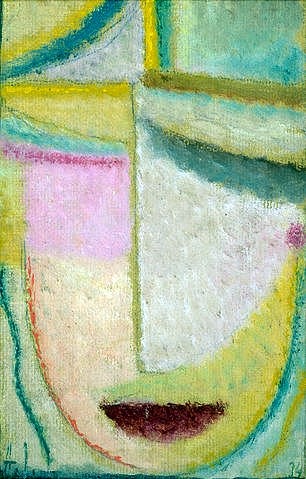 Alexej von Jawlensky, Frühlingsstimmung. 1934 (Jawlensky,Alexej von,1864-1941,Christie's Images Ltd,Jawlensky,Alexej von Jawlensky,20. Jahrhundert,Frühling,Farbwirkung,Farbflächen,abstrakt,abstrahiert,Expressionismus,geometrisch,Gesicht,Kopf,Harmonie,Mund,Rosa,Melancholie,melancholisch,Schlaf,schlafen)