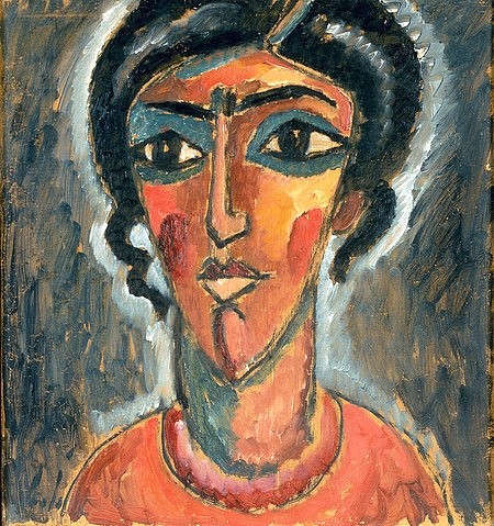 Alexej von Jawlensky, Mosaik. (Jawlensky,Alexej von,1864-1941,Christie's Images Ltd,20. Jahrhundert,Expressionismus,Frau,dunkelhäutig,Augen,Jawlensky, Alexej von 1864-1941,Kopf,schwarzhaarig,Mandelaugen)