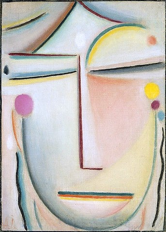 Alexej von Jawlensky, Morgenlicht (abstrakter Kopf). Um 1920 (Jawlensky,Alexej von,1864-1941,Christie's Images Ltd,Öl/Lwd. auf Karton,20. Jahrhundert,Foto: Christie's - Artothek,Alexej von Jawlensky,Blauer Reiter,Expressionismus,Kopf,hell,helle Farben,geschlossene Augen,Meditation,Leid)