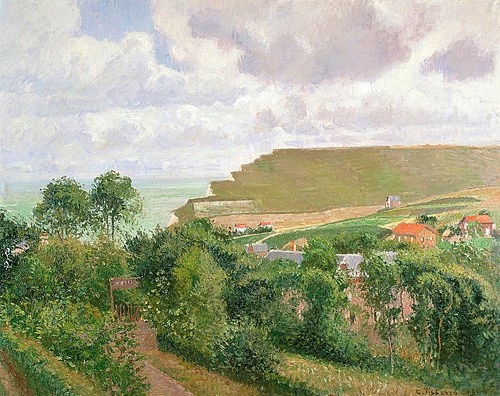 Camille Pissarro, Ansicht von Berneval. 1900 (Pissarro,Camille,1830-1903,Christie's Images Ltd,Öl auf Leinwand,19. Jahrhundert,Impressionismus,Landschaft,Frankreich,Pissarro, Camille 1830-1903, französischer impressionismus,Aussicht,Blick,Horizont,Vordergrund,Hintergrund,Himmel,malerisch)