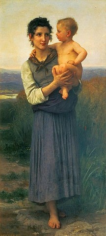 William Adolphe Bouguereau, Mutter mit Kind auf dem Arm. 1887 (19. Jahrhundert,Christie's Images Ltd,1825-1905,Bouguereau,William Adolphe,Mutter,Bouguereau, William Adolphe 1825-1905,Frau,Kleinkind,Bäuerin)