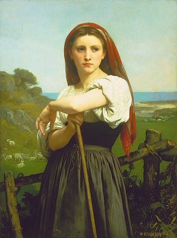 William Adolphe Bouguereau, Die Hirtin. 1868 (Portrait,19. Jahrhundert,Christie's Images Ltd,1825-1905,Bouguereau,William Adolphe,Frau,Bäuerin,Bouguereau, William Adolphe 1825-1905,Kopftuch,Schäferin)