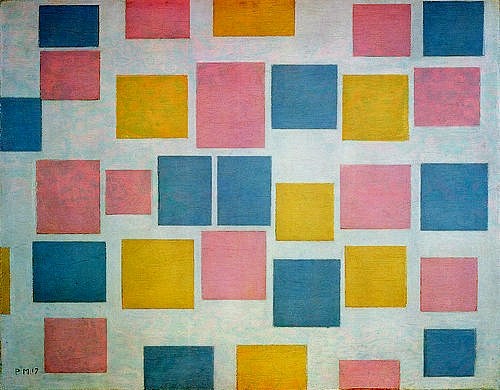 Piet Mondrian, Komposition mit Farbflächen N° 3. 1917 (Den Haag,Gemeentemuseum,Mondrian,Piet,1872-1944,Öl auf Leinwand,Abstrakte Kunst,Mondrian, Piet 1872-1944)