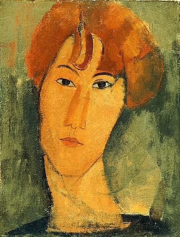 Amadeo Modigliani, Rothaarige junge Frau mit Halskrause (Jeune Femme Rousse à La Collerette). Ca. 1917 (Modigliani,Amadeo,1884-1920,Christie's Images Ltd,20. Jahrhundert,Frau,Modigliani, Amadeo 1884-1920,rothaarig)