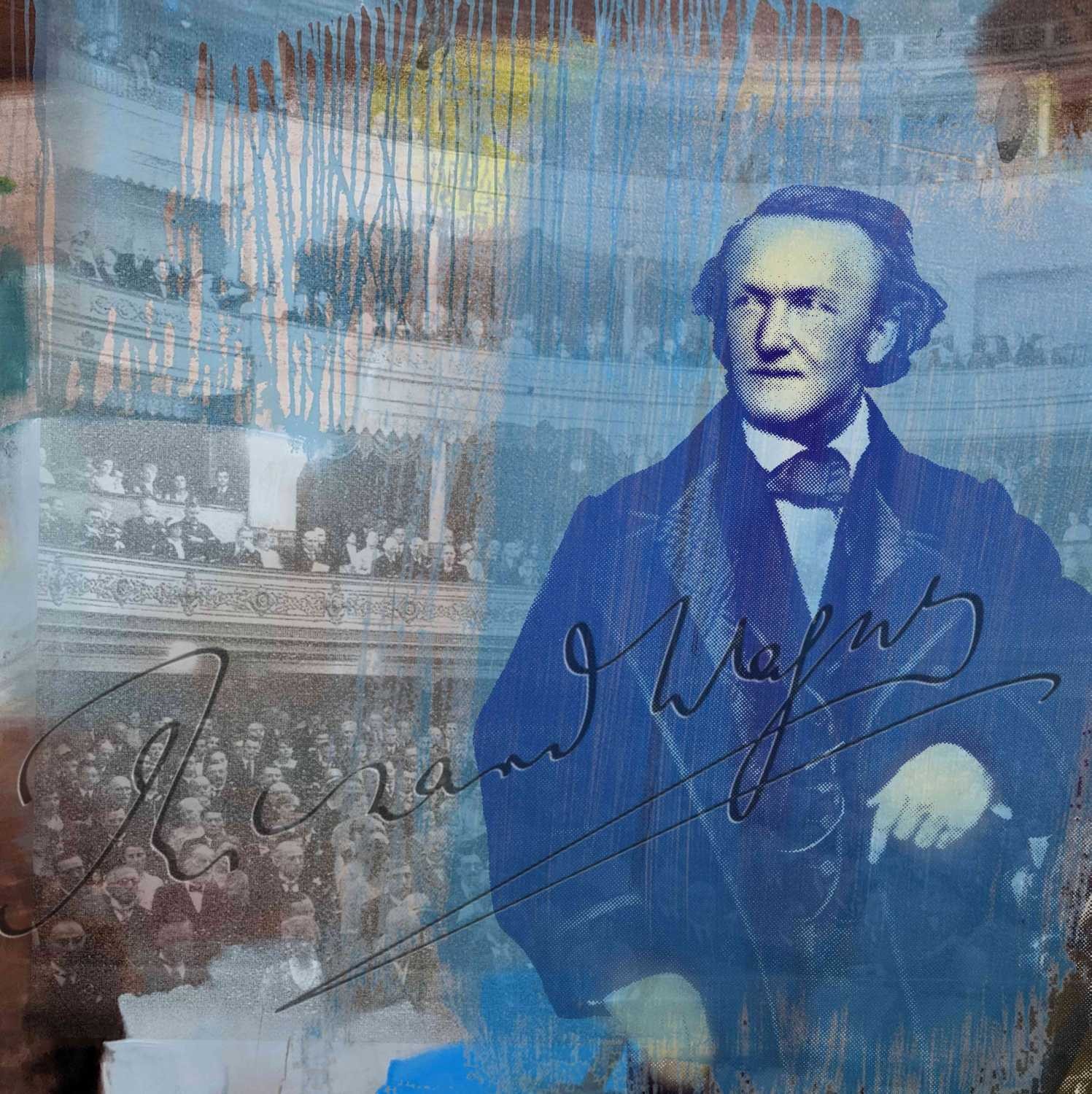Peter Sander, Wagner (Richard Wagner, Komponist, Musiker, Opernhaus, Persönlichkeiten, Popart, Künstler, modern, illustrativ, Wunschgröße, Treppenhaus, Wohnzimmer,)