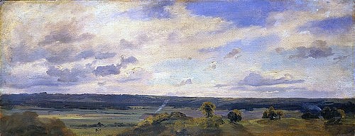 Leopold Rottmann, Blick von der Rottmannshöhe. Um 1850 (Bayer. Staatsgemäldesammlungen,Rottmann,Leopold,1812-1881,Öl/Papier/Lwd.,Neue Pinakothek,19. Jahrhundert,Carl Rottmann,Leopold Rottmannshöhe,19. Jahrhundert,Wolke,Blick,Landschaft,Panorama,Rottmann Leopold,Bayern,Himmel)