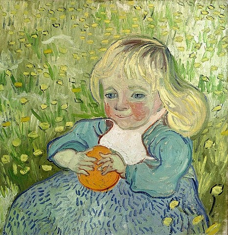 Vincent van Gogh, Kind mit Orange. Auvers-sur-Oise, Juni 1890. (Gogh,Vincent van,Winterthur,Villa Flora,1853-1890,Kind,Vincent van Gogh,Mädchen,Orange,Wiese,Auvers-sur-Oise,19. Jahrhundert)