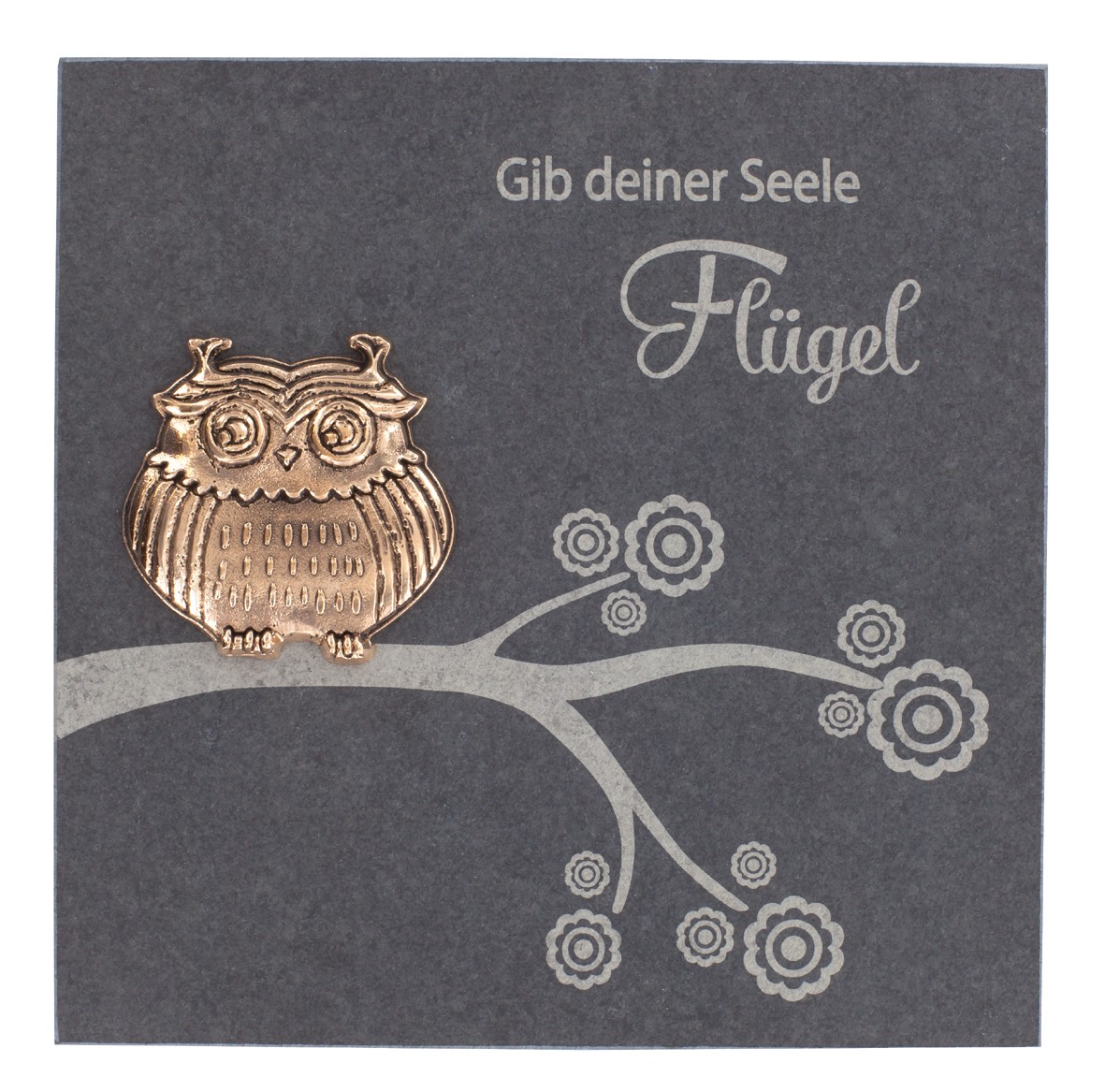 Schieferrelief Gib deiner Seele Flügel, 14,5 x 14,5cm