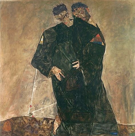 Egon Schiele, Die Eremiten. 1912 (Expressionismus,Wien,Sammlung Rudolf Leopold,1890-1918,Schiele,Egon,Mönch,Egon Schiele,Eremit,Einsiedler,20. Jahrhundert,Mann)