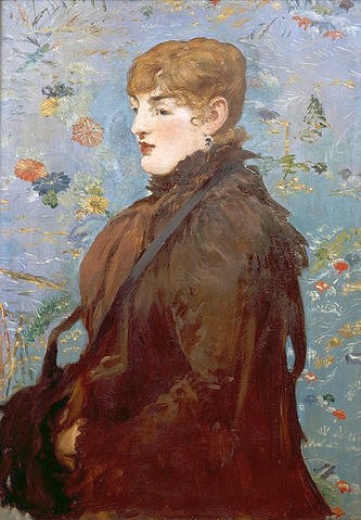 Édouard Manet, Herbst (oder: Mery Laurent). 1881 (Manet,Édouard,1832-1883,Nancy,Musée des Beaux-Arts,Öl auf Leinwand,Manet,Edouard Manet,19. Jahrhundert,Impressionismus,Mery Laurent,Frau,Bildnis,Portrait,Porträt,Herbst,Tapete,Japonismus)