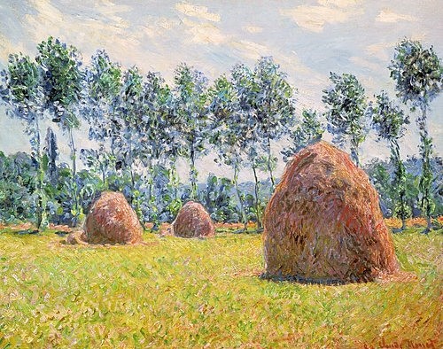 Claude Monet, Stroh-Schober in Giverny. 1884. (Monet,Claude,1840-1926,Tokyo,Collection Suzuki,Sommer,Feld,Claude Monet,Giverny,19. Jahrhundert,Impressionismus,Stroh,Schober,Pappel, französischer,Impressionismus,französisch)