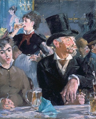 Édouard Manet, Le Café - le Concert. 1878. (Gesellschaft, Menschen, Gesellschaft, Café, Bar, Paar, Konzert, Sprachlosigkeit, unglücklich, Impressionismus, Wohnzimmer, Klassiker, Wunschgröße, bunt,)