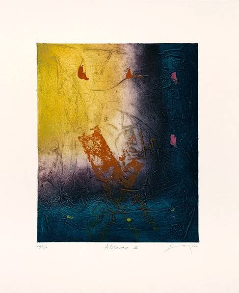 Cox James Alizarina III (2000) (Radierung, handsigniert) (Abstrakt, Grafik, Farbwolken, Radierung, Original, signiert, Wohnzimmer, Büro,)