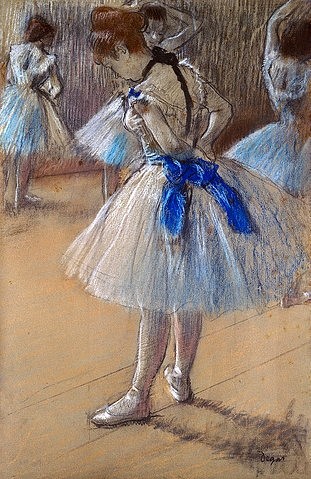 Edgar Degas, Tänzerin beim Binden der Schleife. (Degas,Edgar,1834-1917,Privatbesitz,Peter Willi/ARTOTHEK,Tanz,Schleife,Edgar Degas,Tänzerin,19. Jahrhundert,20. Jahrhundert,Annenberg,Walter Annenberg, Palm Springs, französischer impressionismus,französisch,impressionistisch)
