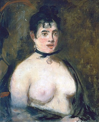 Édouard Manet, Die Brünette mit nacktem Busen. (Privatbesitz,Manet,Édouard,1832-1883,Akt,Manet,Edouard Manet,nackt,Frau,19. Jahrhundert,Busen)