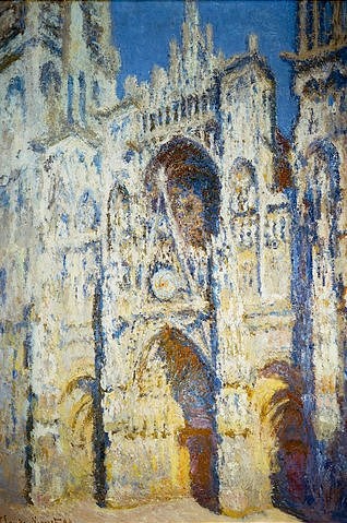 Claude Monet, Portal der Kathedrale von Rouen mit Turm Saint-Romain in voller Sonne. 1893. (Monet,Claude,1840-1926,Paris,Musée d'Orsay,Öl auf Leinwand,Kirche,Frankreich,Claude Monet,Kathedrale,Rouen,19. Jahrhundert,Portal,Gotik,Sonne,Fassade,Impressionismus, französischer,Impressionismus,französisch)