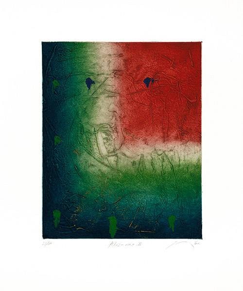 Cox James Alizarina II (2000) (Radierung, handsigniert) (Abstrakt, Grafik, Farbwolken, Radierung, Original, signiert, Wohnzimmer, Büro,)