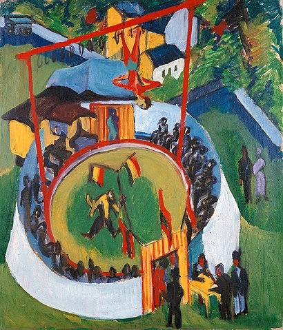 Ernst Ludwig Kirchner, Der Wanderzirkus. Um 1920. (Kirchner,Ernst Ludwig,1880-1938,Landesmuseum für Kunst und Kulturgeschichte Oldenburg,Zirkus,Kirchner, Ernst Ludwig,expressionismus,manege,zuschauer,expressionistisch)