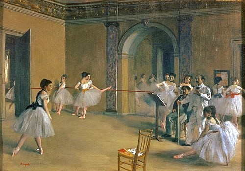 Edgar Degas, Le Foyer de la Danse a l'Opéra de la rue Le Peletier. 1872. (Degas,Edgar,Paris,Musée d'Orsay,1834-1917,Tanz,Theater,Degas, Edgar 1834-1917, französischer impressionismus,französisch,impressionistisch)