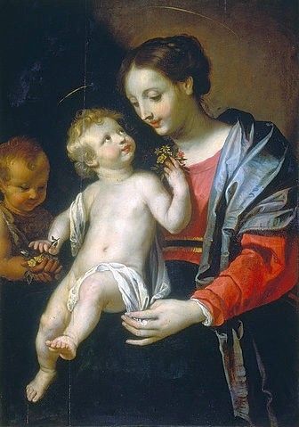 Flämisch, Maria mit dem Kind und dem kleinen Johannes. (Flämisch,(Umkreis Rubens),Konstanz,Wessenberg-Galerie,Vlämisch,Flämisch,Umkreis Rubens,Madonna,Maria,sich ansehen,Jesuskind,Jesus Christus,Johannes)